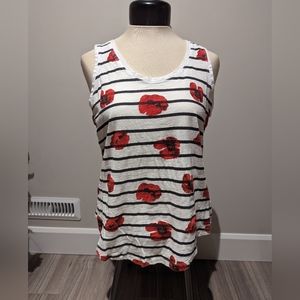 White striped poppy tank top